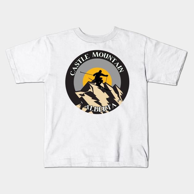 Castle Mountain Resort Ski -  Alberta Kids T-Shirt by DW Arts Design